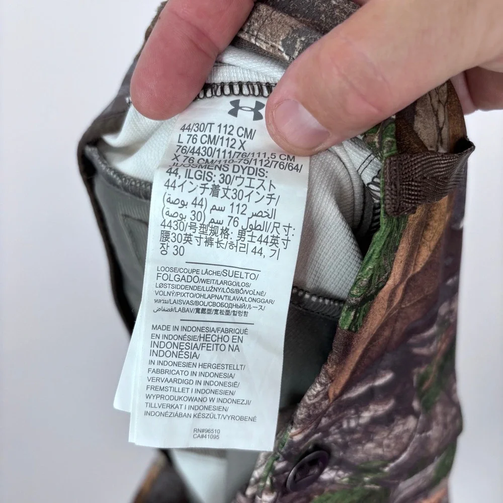 Under Armour Realtree Xtra Camo Hunting Pants Men 44x30 Loose Fit Deadload Cargo